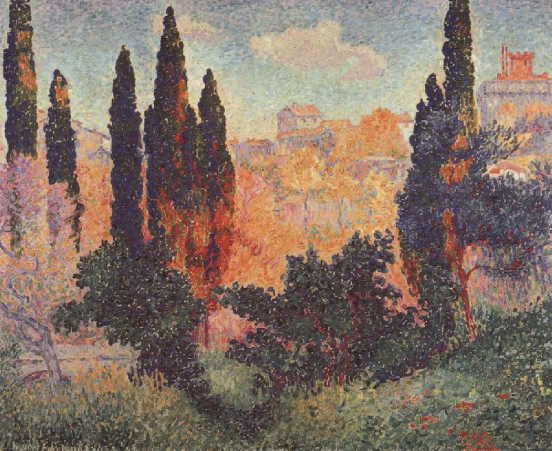 Henri Edmond Cross Cypresses at Cagnes Spain oil painting art